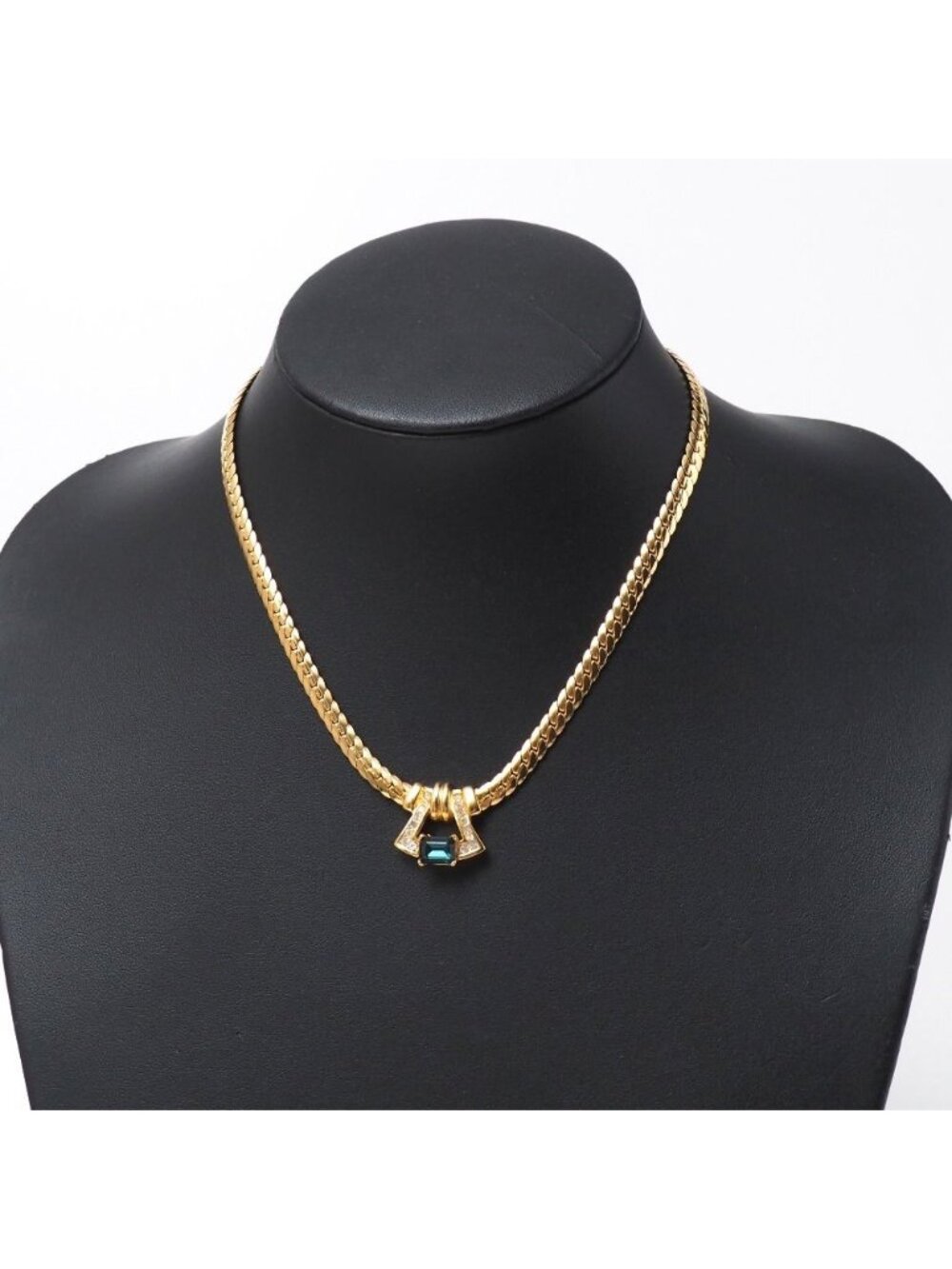 Dior Vintage Necklace Stone Decoration Crystal Pave Herringbone Chain Choker